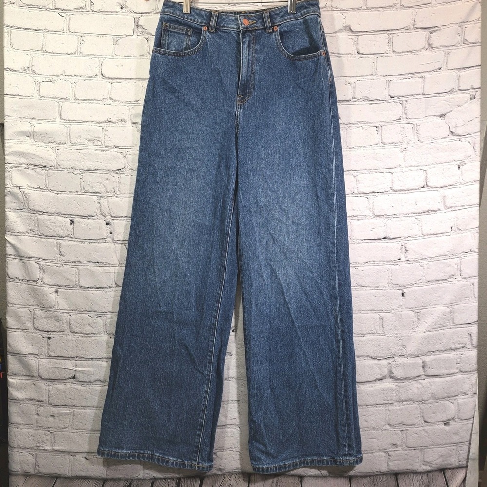 PINK Victoria's Secret Wide Leg Jeans Medium Wash High Rise Size 8